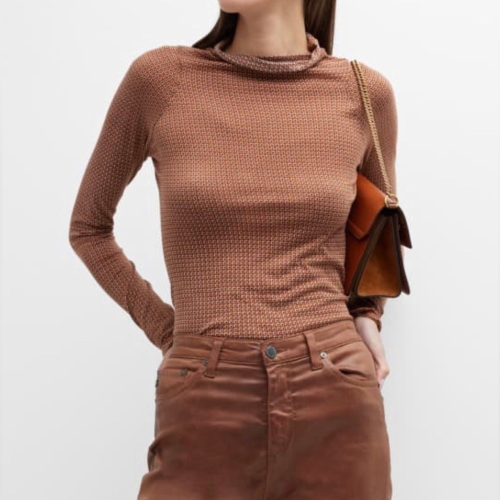 Rag and Bone Shaw Cotton Paneled Long Sleeve in Brown Multi